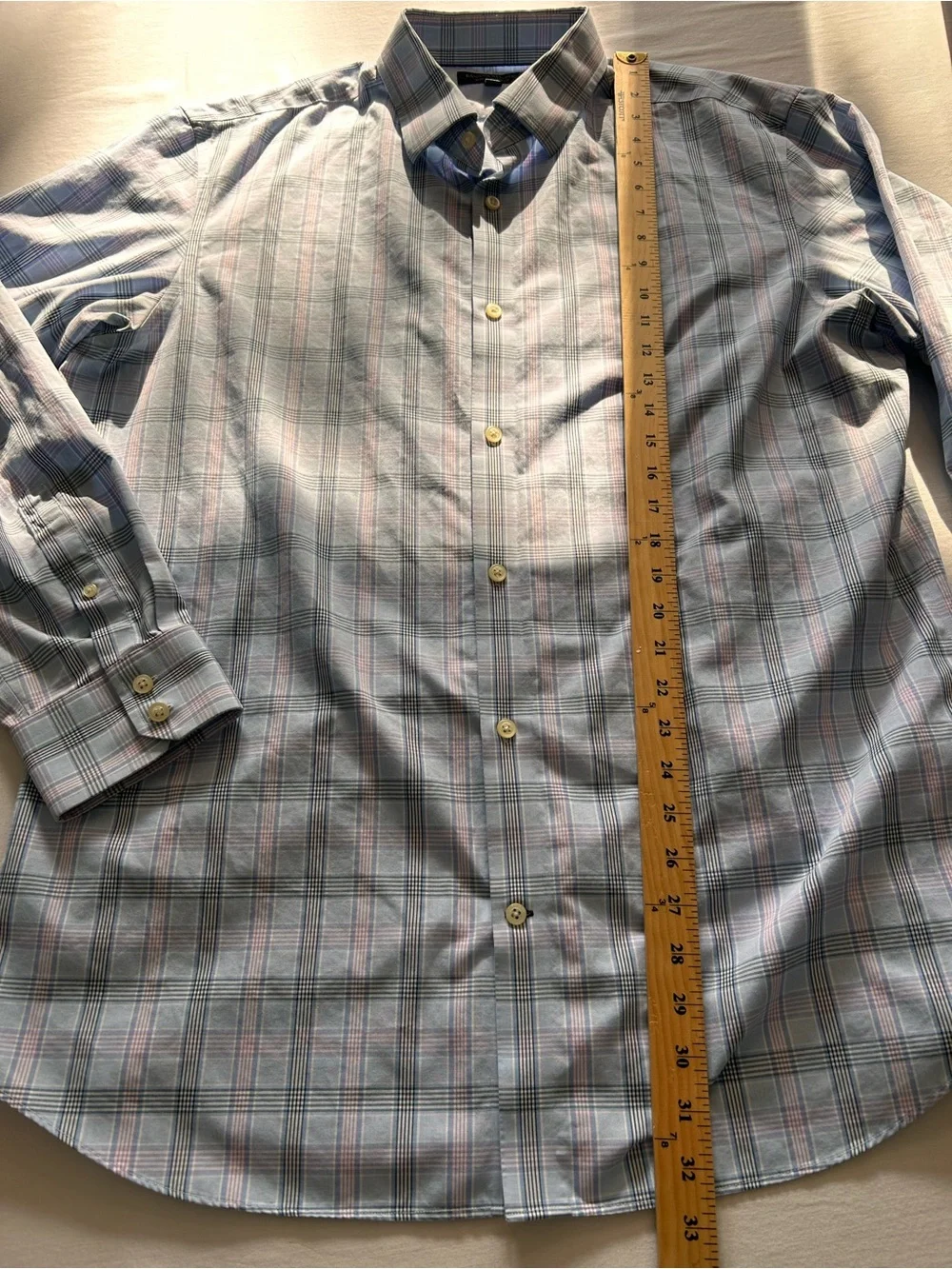 Banana Republic Blue Plaid Non-Iron Slim Fit Shirt XL